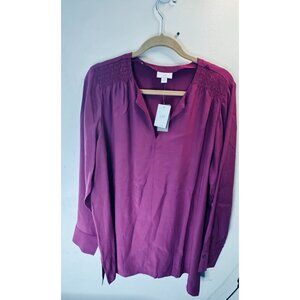 J Jill NWT Women's Size Large Tunic Top Purple Long Sleeve Shirt Size L